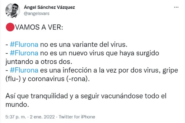 Publicación en Twitter aclarando el flurona.